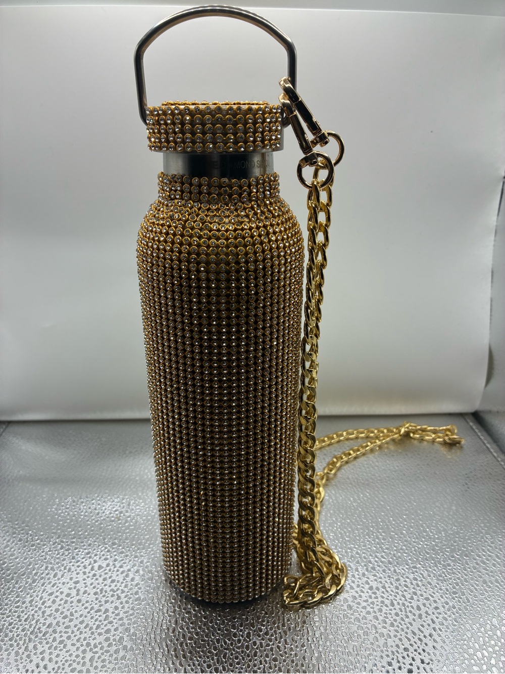 Gold Crystal-Embellished Water Bottle Crossbody - Women Accessories
